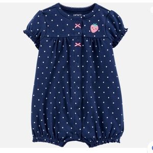 Carter’s blue polka dot romper 6m
